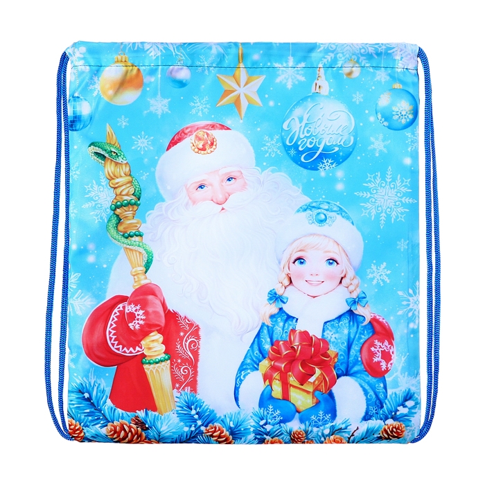 Новый год. Сумка под сладости 290 x 340 мм Новый год. Сумка под сладости 290 x 340 мм "Дед Мороз и Снегурочка" (мягкий полиэстер плотностью 210D)
