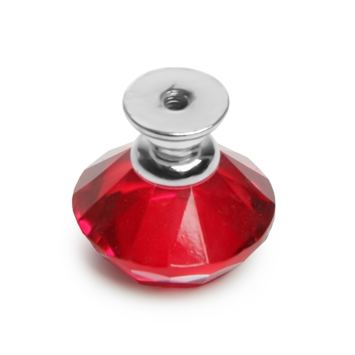 Ручка-кнопка CAPPIO  Ручка-кнопка CAPPIO "Алмаз", цвет красный, стеклянная, d=30 мм, 8 шт.