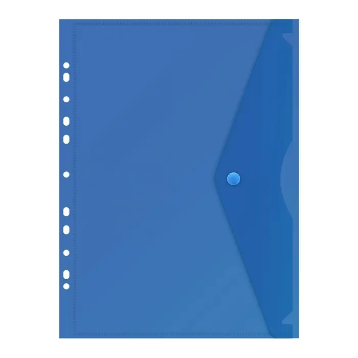 Набор папок-конвертов на кнопке 5 штук, А4, 180 мкм, Calligrata Office, прозрачная, перфорация по длинной стороне, МИКС