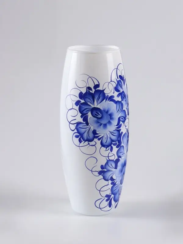 Ваза &laquo;Гжель на белом&raquo;, h=26 см, стекло