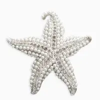 Брошь "Морская звезда", цвет белый в серебре