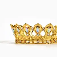 Топпер для торта &laquo;Корона&raquo;, с белыми стразами, 15&times;5 см, золотой