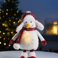 Фигура текстиль «Снеговик» 40-60 см, телеск-е ножки, 1LED, LR1130х3 (в компл.), Т/БЕЛЫЙ