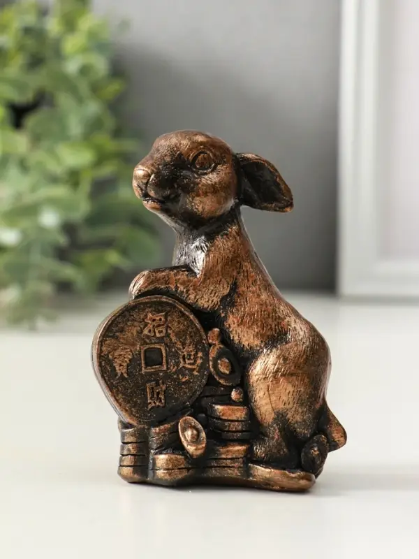 Фигура Фигура "Заяц на деньгах", высота 10 см, цвет винтажная бронза