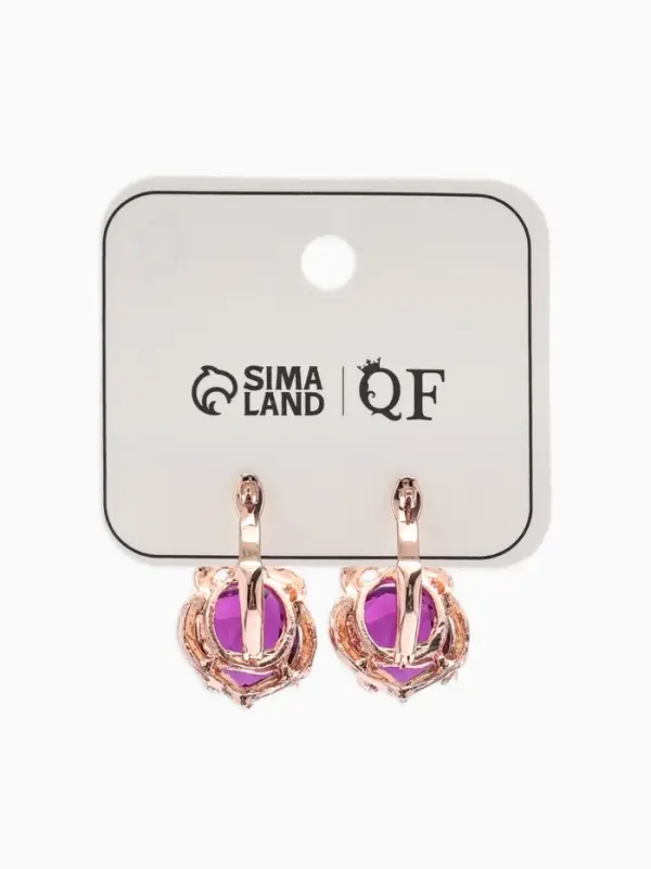 Серьги со стразами &laquo;Эдель&raquo;, овальчик, фиолетовые в золоте