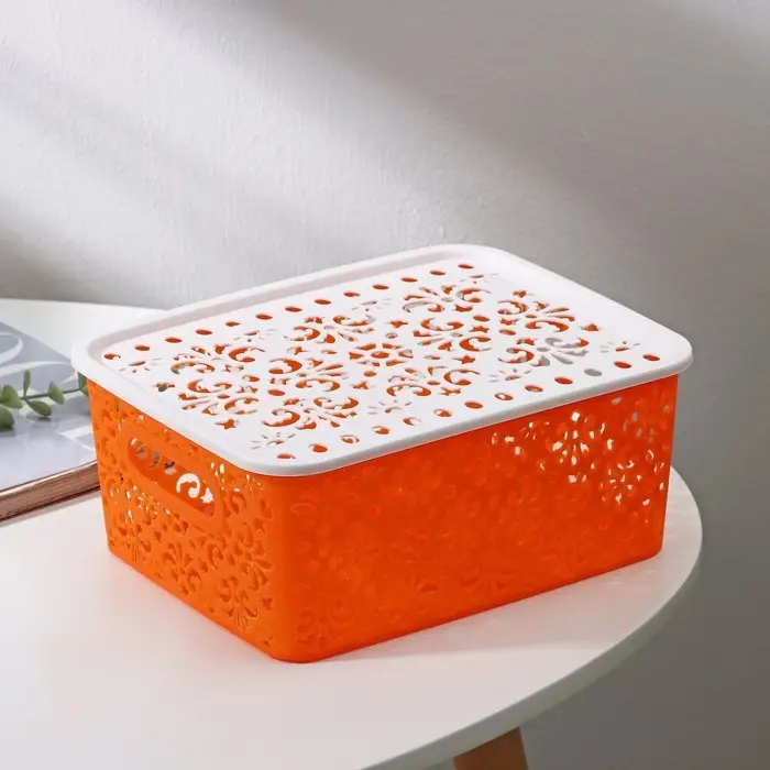 Контейнер для хранения с крышкой «Узор», пластик, 22×17×9,5 см, цвет МИКС Контейнер для хранения с крышкой «Узор», пластик, 22×17×9,5 см, цвет МИКС