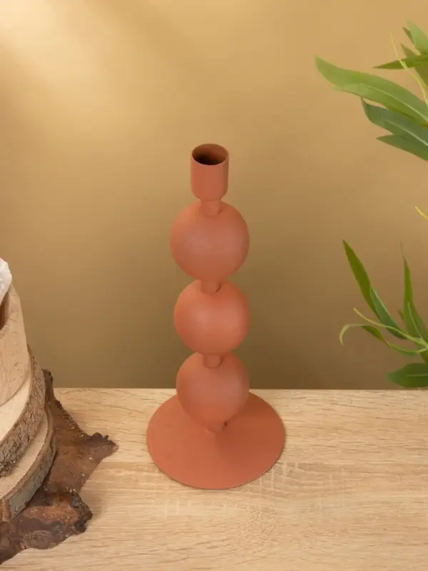 Подсвечник на 1 свечу текстурный  Подсвечник на 1 свечу текстурный "Терракотовый" с 3 сферами 10х10х25 см