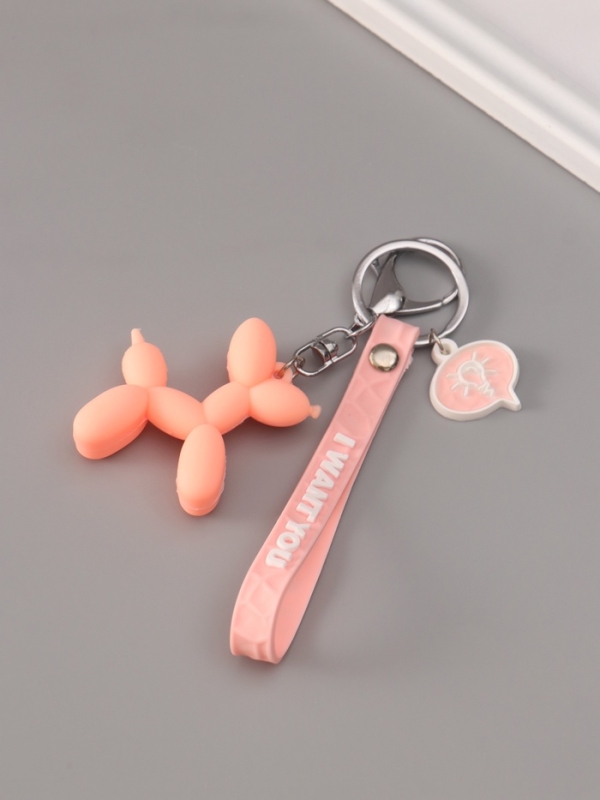 Брелок резина с карабином и браслетом  Брелок резина с карабином и браслетом "Воздушный шарик - Собачка" розовый 21х5,4 см