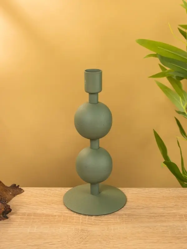 Подсвечник на 1 свечу текстурный  Подсвечник на 1 свечу текстурный "Болотный" с 2 сферами 8,5х8,5х18 см