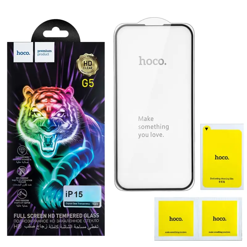 Защитное стекло iPh 15/iPh 16 Full Screen G5 black HOCO тонкая рамка Защитное стекло iPh 15/iPh 16 Full Screen G5 black HOCO тонкая рамка