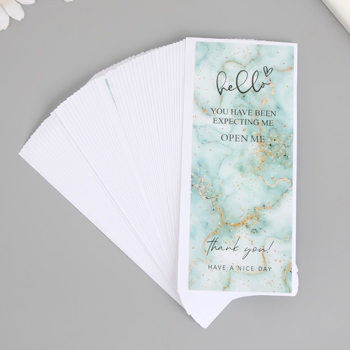 Наклейка бумага благодарность Наклейка бумага благодарность "Синий мрамор с блёстками" набор 50 шт 15х6 см