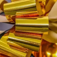 Подарочный бант - шар №5, золото, для упаковки подарков