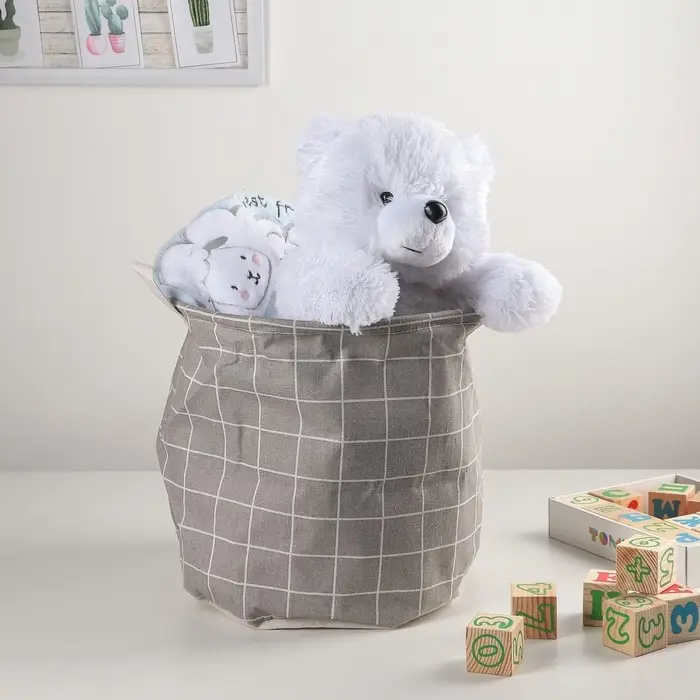 Корзина для белья Доляна &laquo;Клетка&raquo;, 30&times;30&times;30 см, серая