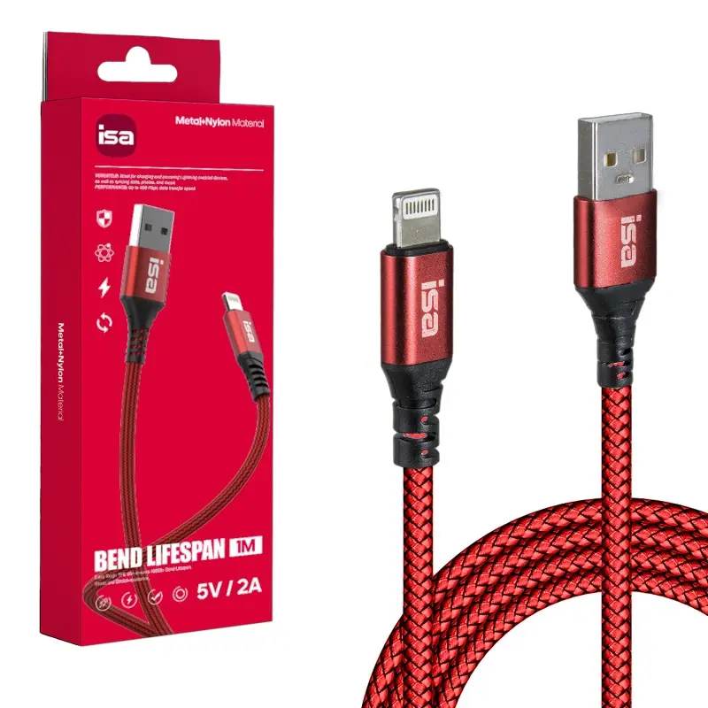 Кабель USB на Lightning 1m 2A BX-4 ISA красный