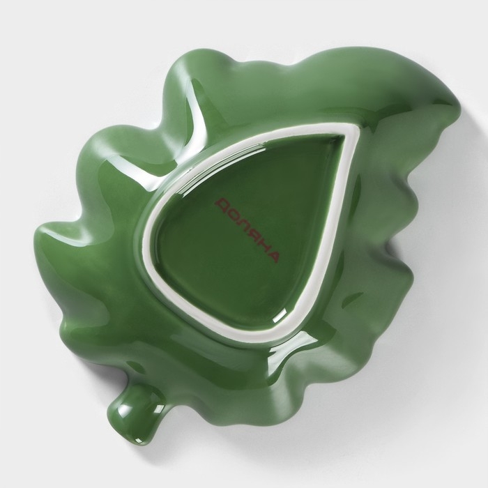 Блюдо сервировочное Доляна «Лист», 17×12,5×3,9 см, цвет зелёный Блюдо сервировочное Доляна «Лист», 17×12,5×3,9 см, цвет зелёный