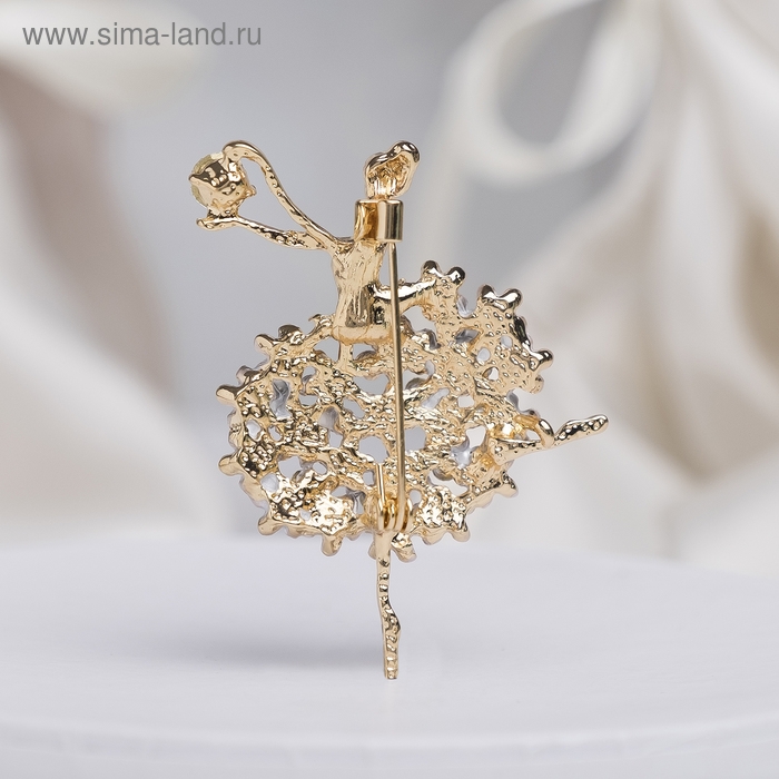 Брошь «Балерина» женственность, цвет белый в золоте Брошь «Балерина» женственность, цвет белый в золоте