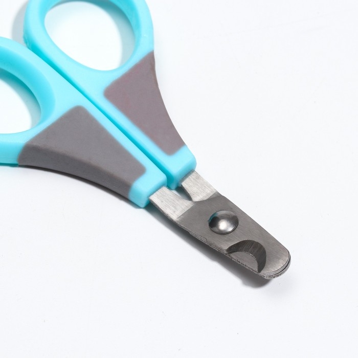 Ножницы-когтерезы изогнутые, отверстие 7 мм, голубые с серым Ножницы-когтерезы изогнутые, отверстие 7 мм, голубые с серым