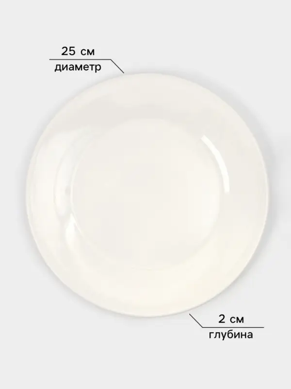 Тарелки обеденные Доляна White Label, набор 4 шт., d=25 см, утолщенный край, фарфор, белые