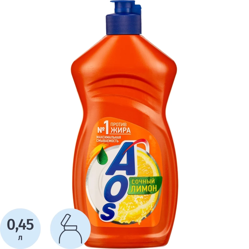 Средство для мытья посуды AOS Лимон 450г