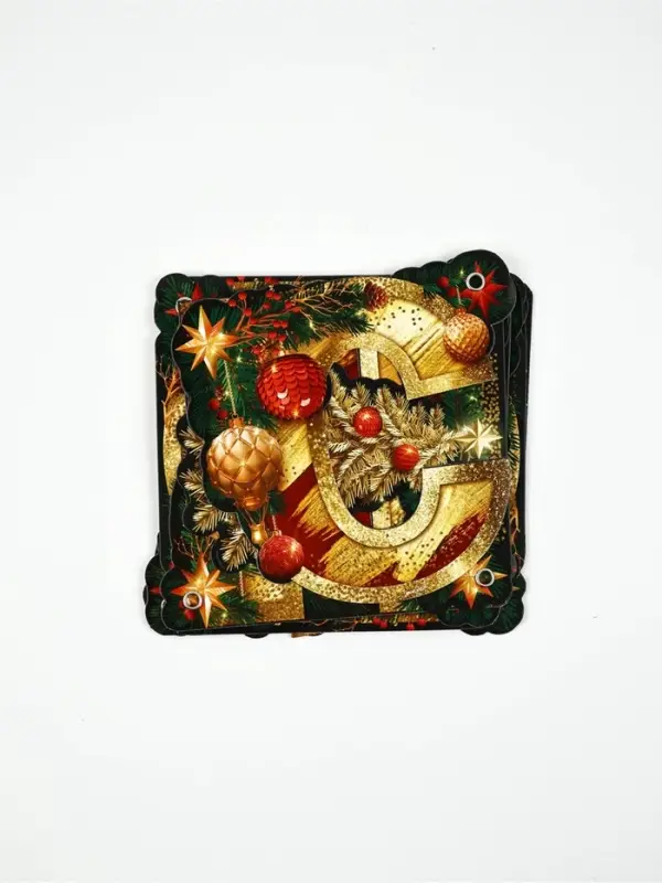 Гирлянда на люверсах  Гирлянда на люверсах "С Новым годом", ёлка, золотые буквы, дл. 210 см