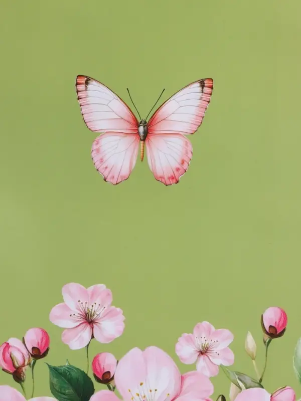 Пакет подарочный ламинированный "Цветы и бабочка" 26 х 12 х 32 см