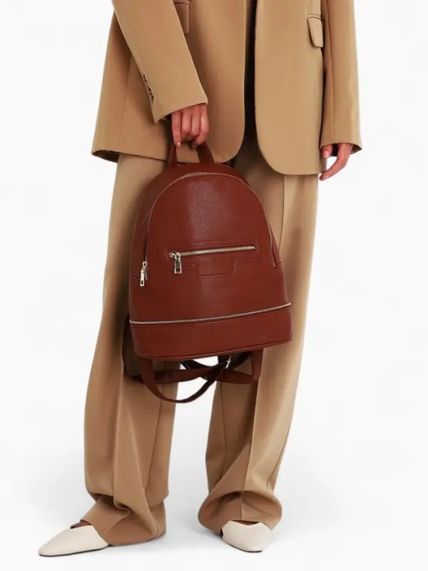 Рюкзак женский на молнии, с карманом, размер 27&times;13.5&times;33 см, коричневый