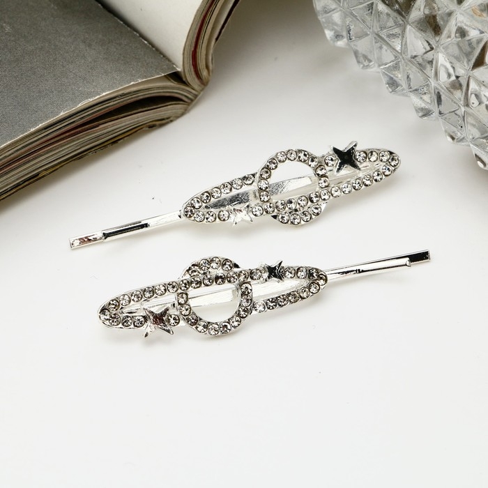 Невидимка для волос  Невидимка для волос "Капелла" (набор 2 шт) планета, 5,5 см, серебро