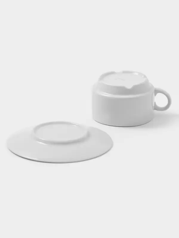 Чайная пара Дулевский фарфор &laquo;Белая&raquo;, чашка 250 мл, блюдце d=14.8 см, штабелируемая