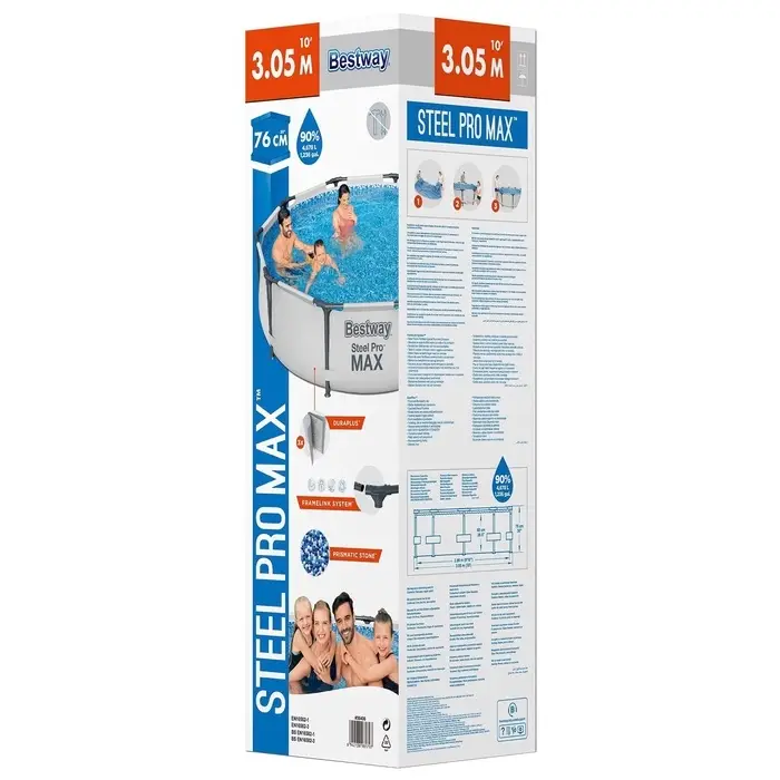 Бассейн каркасный Steel Pro Max, 305&times;76 см, круглый, 56406 Bestway