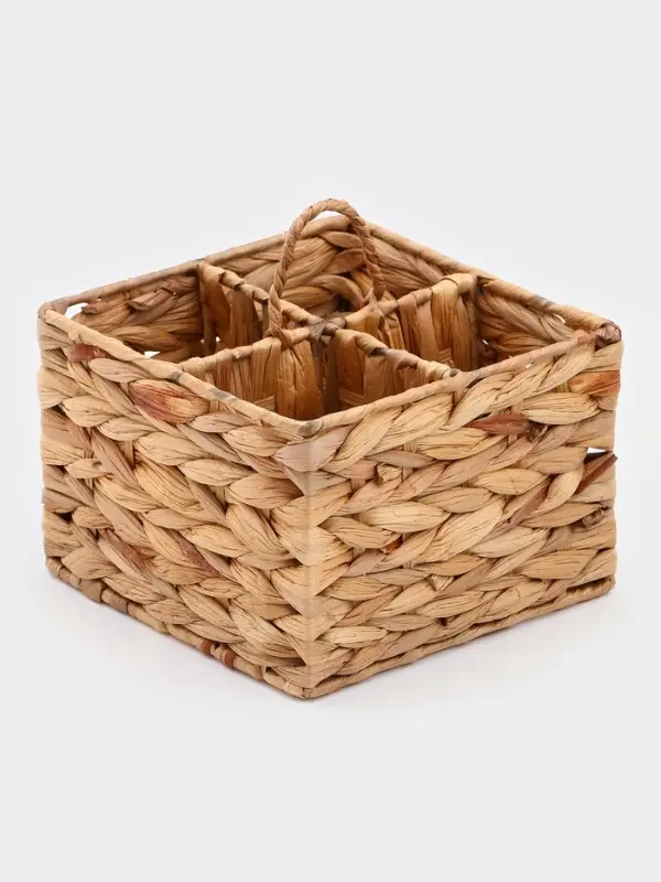 Корзинка для подачи столовых приборов Доляна &laquo;Камыш&raquo;, 4 секции, 20&times;14 см, солома