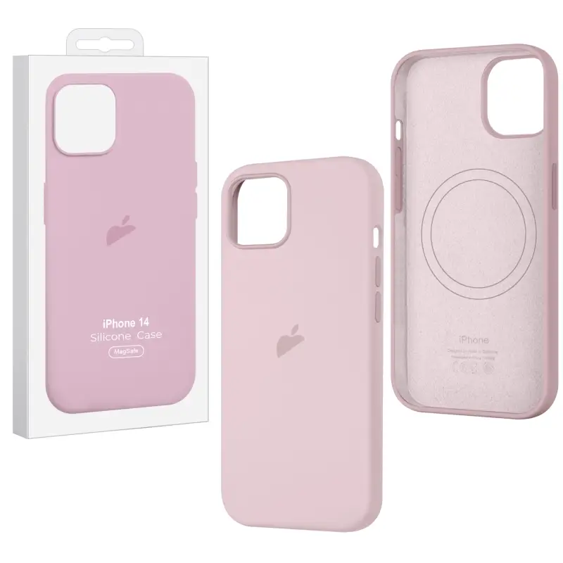 Чехол iPh 14 Silicon Case 100% ORG Chalk Pink (MagSafe + анимация NFC Clear) c LOGO