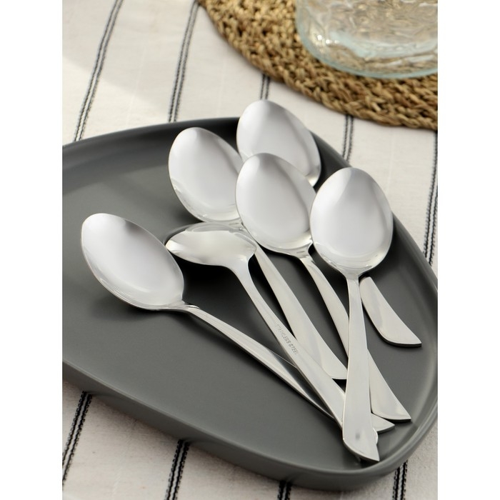 Набор ложек столовых 6 шт, 19,3 см Доляна Набор ложек столовых 6 шт, 19,3 см Доляна "Верона" толщина 2 мм