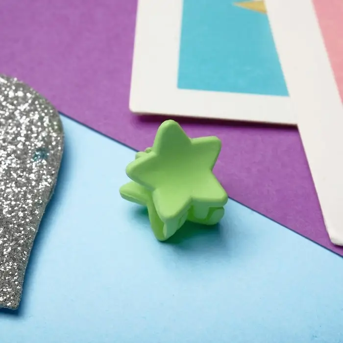 Краб для волос "Маленькая радость" (набор 6 шт) звезда, 1,2 см, зелёный