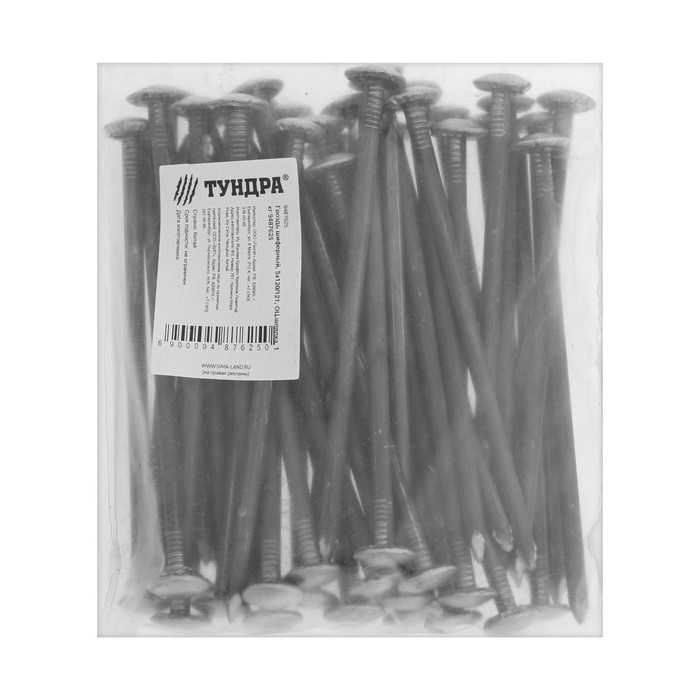 Гвозди ТУНДРА, шиферные, ГОСТ 9870-61, оцинкованные, 5х120 мм, фасовка 1 кг Гвозди ТУНДРА, шиферные, ГОСТ 9870-61, оцинкованные, 5х120 мм, фасовка 1 кг