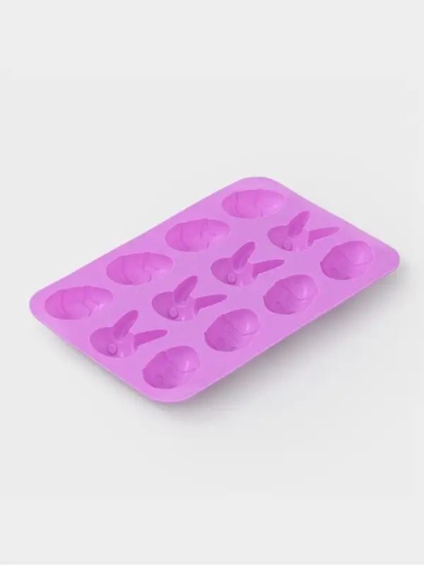 Форма для шоколада Доляна &laquo;Кролики&raquo;, силикон, 23&times;15&times;2 см, 12 ячеек, сиреневая