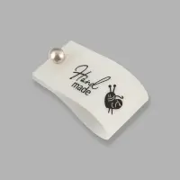 Бирка с кнопкой Hand made, 8&times;1.8 см, 10 шт., белая, чёрная