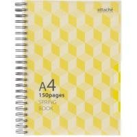 Бизнес-тетрадь А4,150л,кл,плас.спир.Attache Selection SPRING BOOK жел 84232