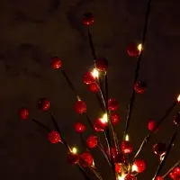 Светодиодный куст &laquo;Рябина&raquo; 45 см, 24 LED, постоянное свечение, от батареек AAx3, свечение тёплое белое
