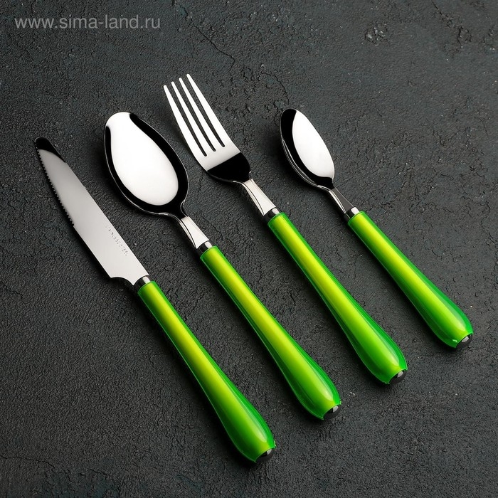 Набор столовых приборов из нержавеющей стали Доляна «Леденцы», 4 предмета, цвет МИКС Набор столовых приборов из нержавеющей стали Доляна «Леденцы», 4 предмета, цвет МИКС