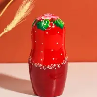 Матрешка дерево &laquo;Глаша&raquo;, красное платье, розовые цветы, 18 см, 5 кукольная, ручная роспись