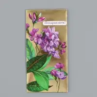 Конверт для денег &laquo;Поздравляем!&raquo;, сирень, 16,5 х 8 см