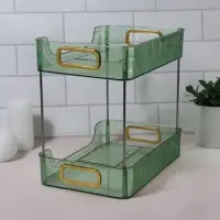 Органайзер для хранения, с ручками, 2 секции, 31&times;20&times;29 см, цвет зелёный, золотистый