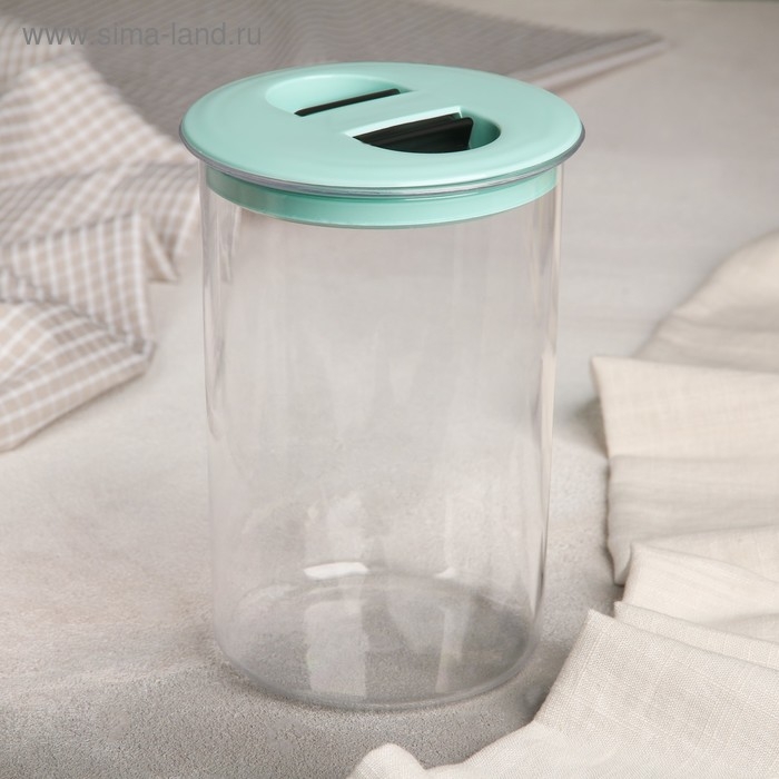 Банка для сыпучих продуктов, круглая 1 л, прозрачная, крышка МИКС
