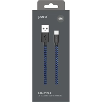 Кабель USB PERO DC-04 Type-C, 3А, 1м, Blue-black (Fast Charge)