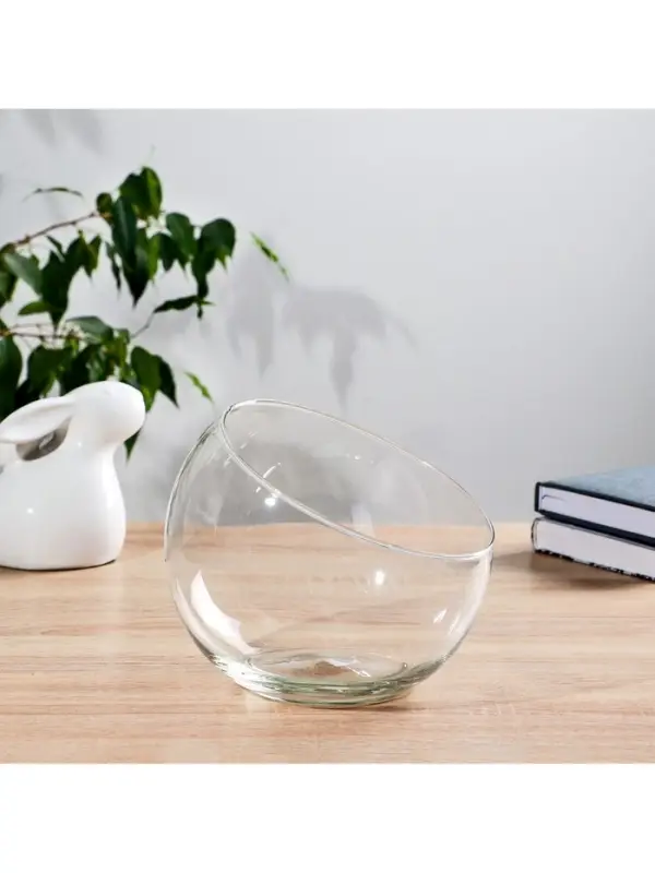 Ваза для цветов &laquo;Анабель&raquo;, шаровая с косым резом, 1.5 л, 19&times;14.5 см, стекло, МИКС прозрачная