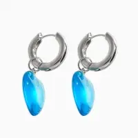 Серьги со съёмным элементом "Сердце", цвет голубой в серебре