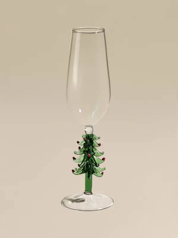 Бокал для шампанского Бокал для шампанского "Елочный", зеленый 6х25 см