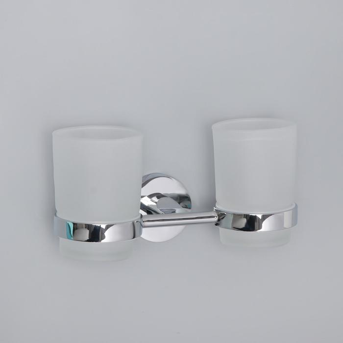 Держатель для зубных щёток, настенный, Accoona А11304, 2 стакана, стекло, цвет хром Держатель для зубных щёток, настенный, Accoona А11304, 2 стакана, стекло, цвет хром