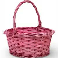 Корзина плетеная ива 28 х 20 х 11 см ручка 14 см, розовый