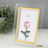 Фоторамка стекло 10х15 см "Золотой кант" вертикаль 15,5х20,5 см